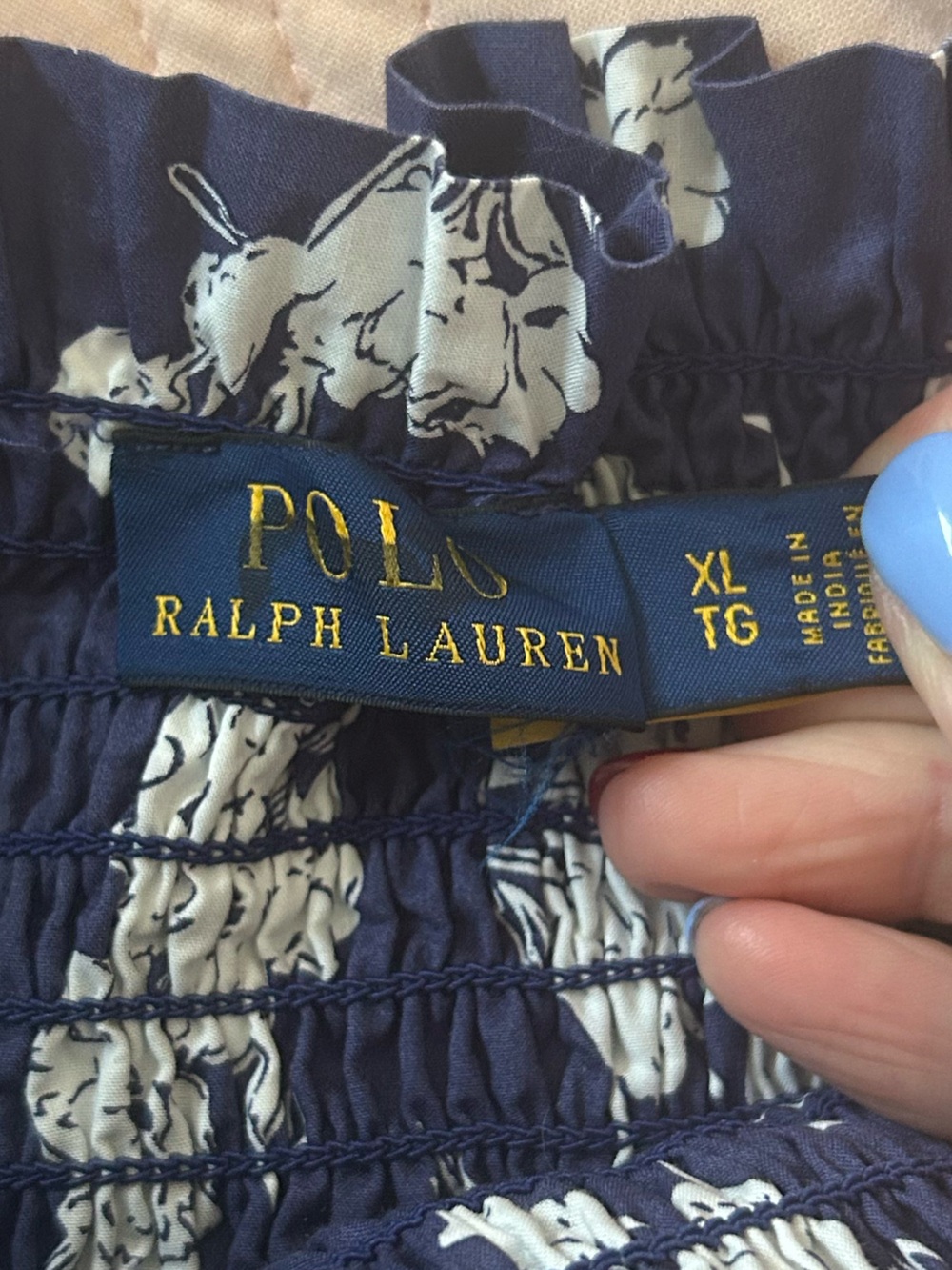 Polo Ralph Lauren Blue Floral Day Dress with pockets (size XL) - Picture 9 of 11